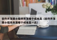 软件开发跟小程序开发哪个成本高（软件开发跟小程序开发哪个成本高一点）